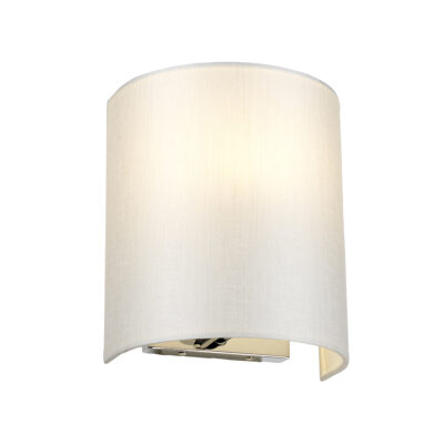 Foundry Row Small Curved Wall Light in Polished Chrome with Ivory Shade