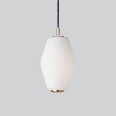 Foxglen Contemporary Opal Glass Pendant Light Brass Fitting