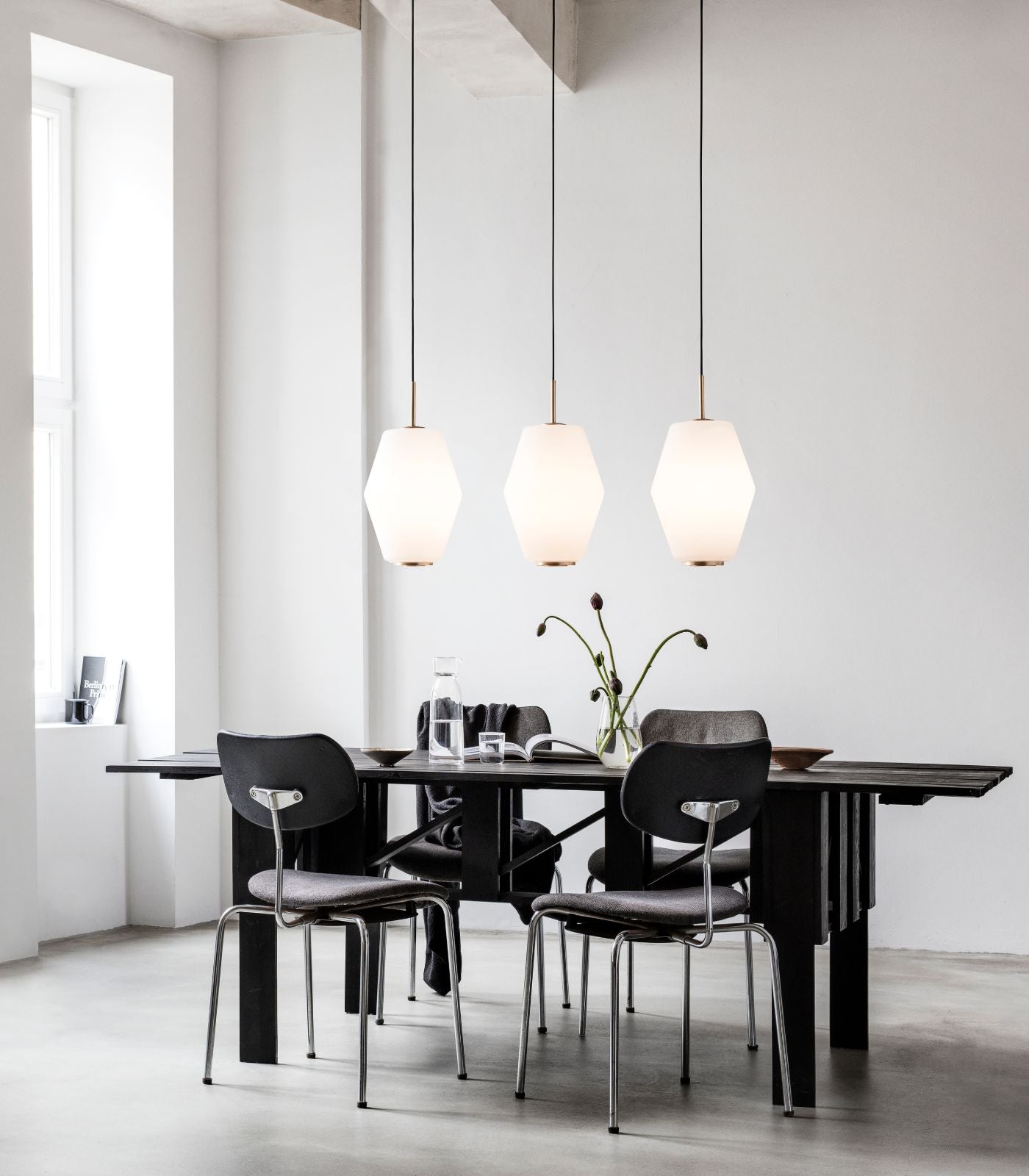 Foxglen Contemporary Opal Glass Pendant Light Brass Fitting Foxglen Contemporary Opal Glass Pendant Light Brass Fitting