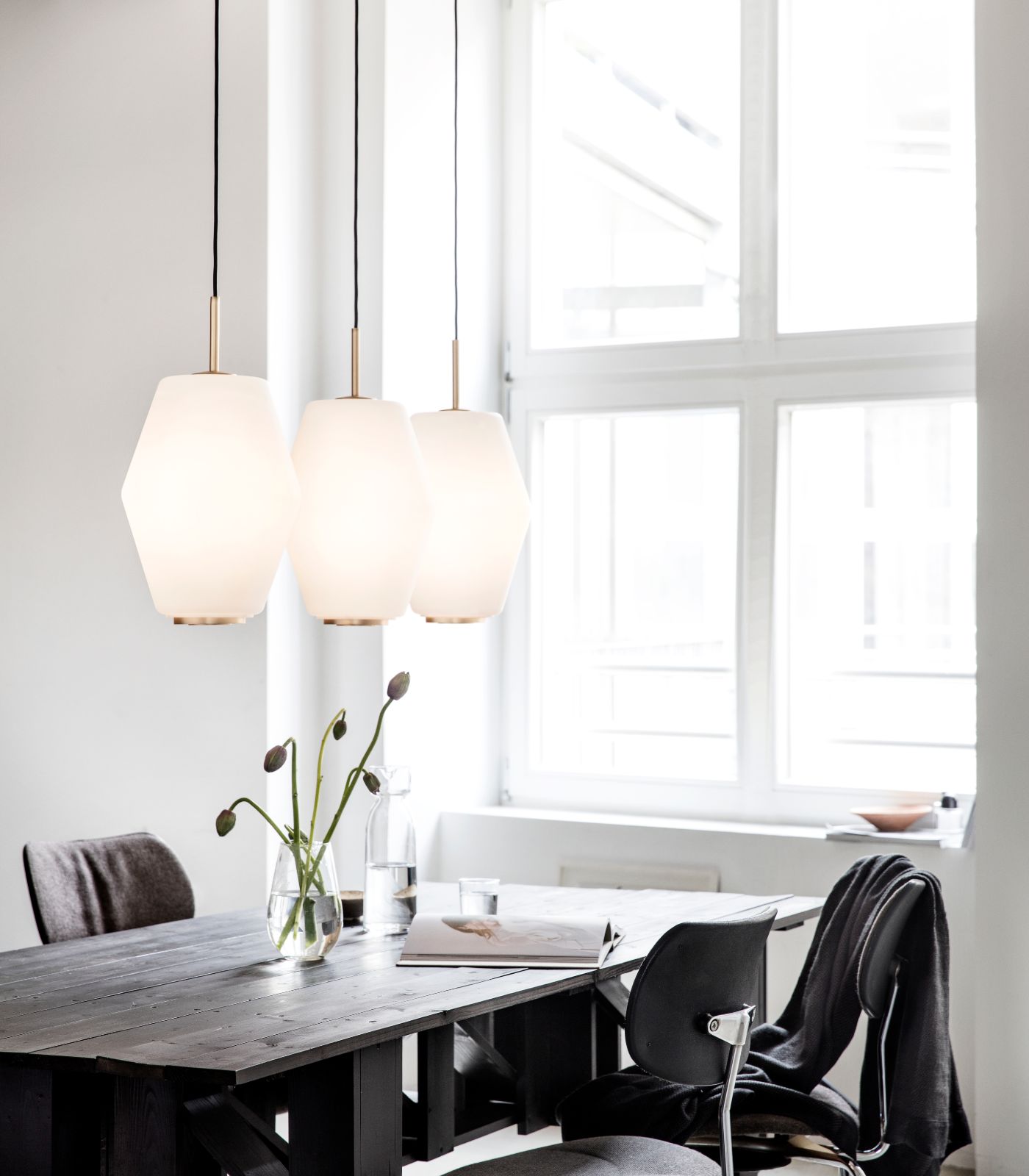 Foxglen Contemporary Opal Glass Pendant Light Brass Fitting Foxglen Contemporary Opal Glass Pendant Light Brass Fitting