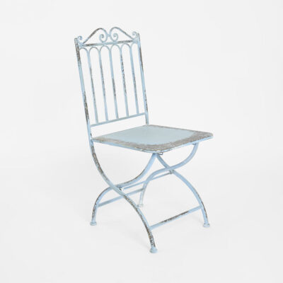 Foxglen Folding French Provincial Bistro Chair Distressed Blue