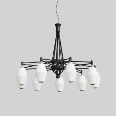 Foxglen Scandinavian Chandelier Black and Brass