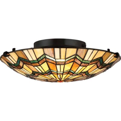 Foxglove Hall Tiffany Style Ceiling Flush Bronze