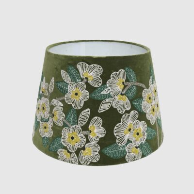 Frostfield Floral Embroidered Velvet Tapered Lamp Shade Olive Green