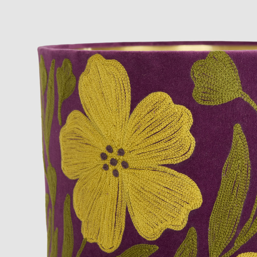 Frostfield French Provincial Velvet Drum Lamp Shade Purple Floral