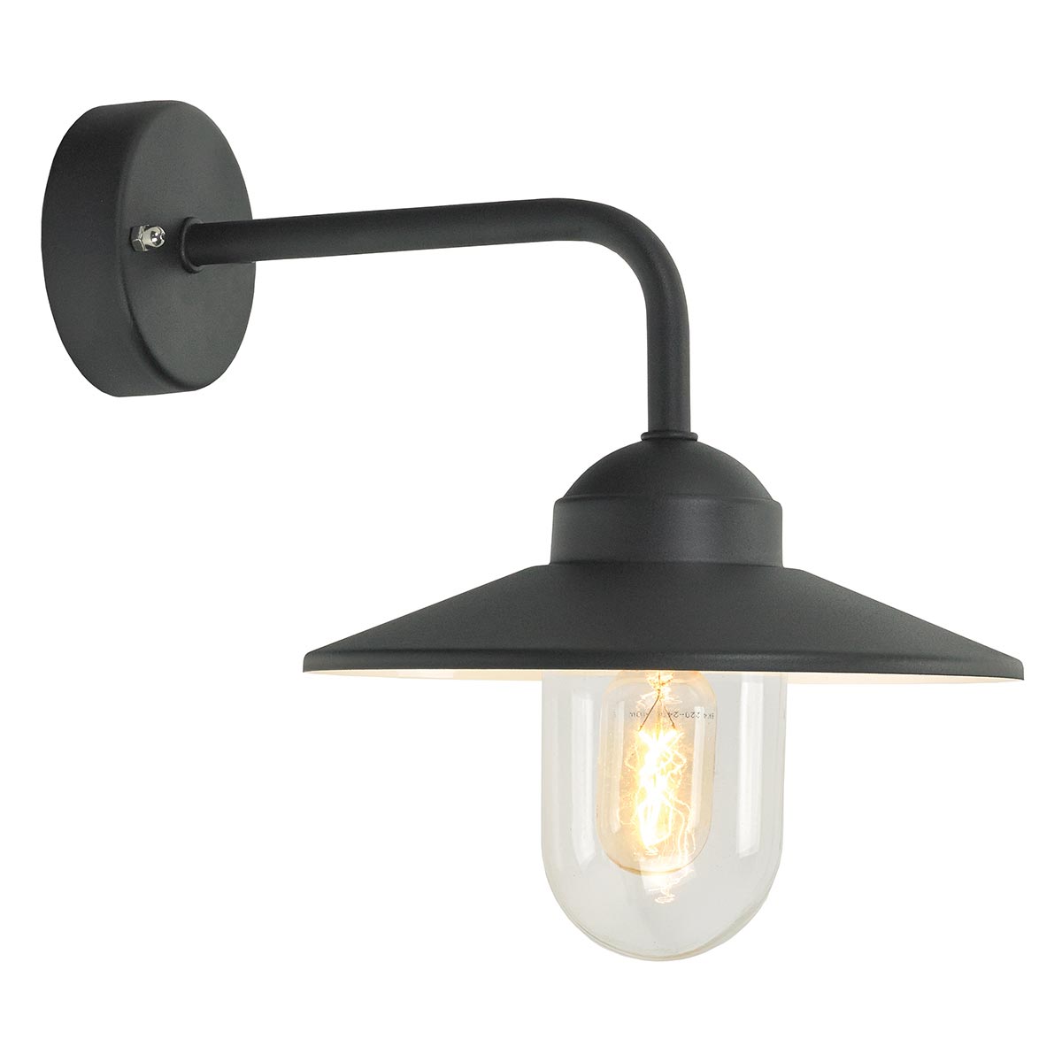 Galvern Lantern Swan Neck Outdoor Wall Light Black