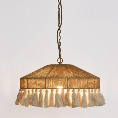 Gascony Hamptons Woven Raffia Ceiling Pendant Small