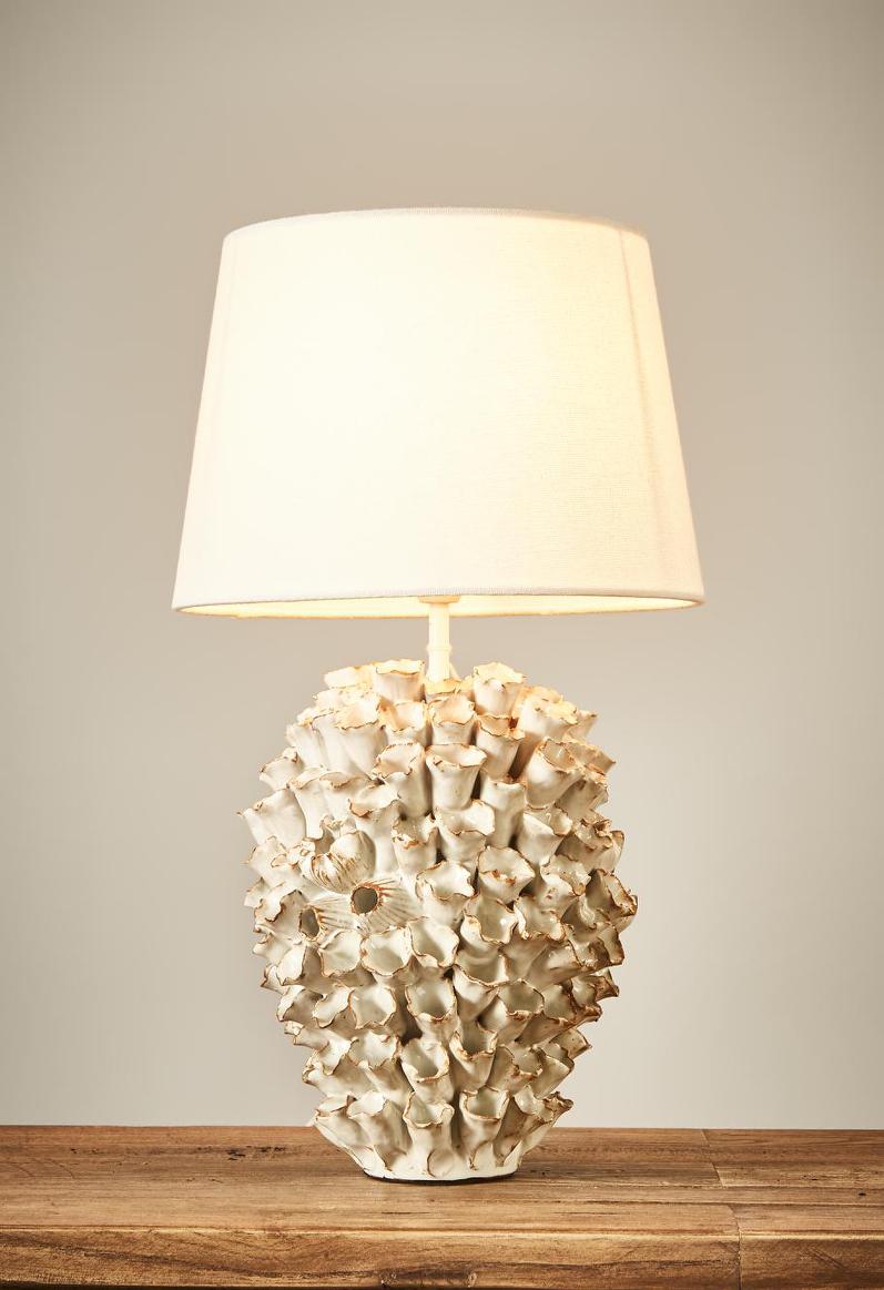 Glenhaven Hamptons Coral Textured Ceramic Table Lamp Ivory