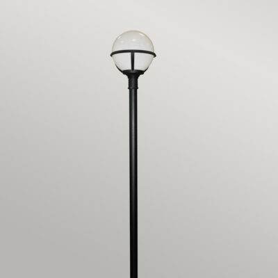 Glenhollow Traditional Globe Outdoor Lamp Post Black — detail view