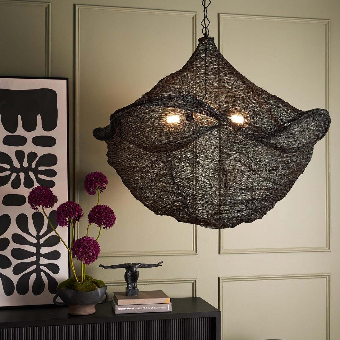 Glenhurst Woven Mesh Dome Pendant Light Black Glenhurst Woven Mesh Dome Pendant Light Black