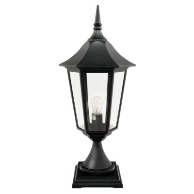 Glenrowan Gate Traditional Outdoor Pedestal Lantern Black