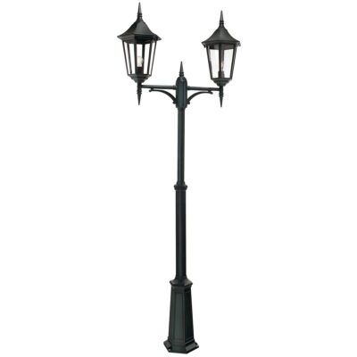 Glenrowan Gate Traditional Twin Head Outdoor Lamp Post Black