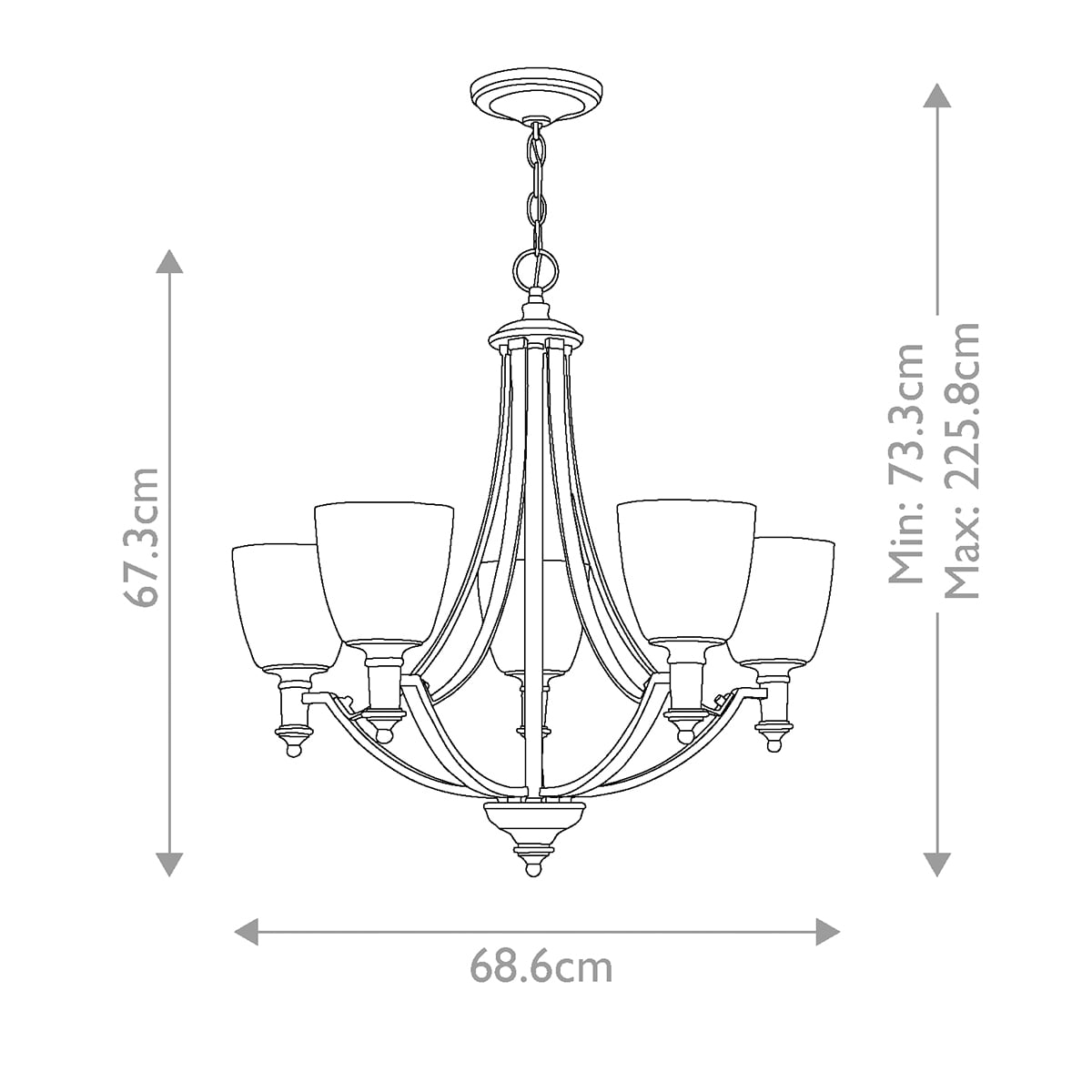 Glenrowan Row Hamptons Style 5 Light Antique Nickel