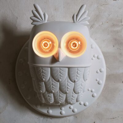 Glenview Novelty Owl Ceramic Wall Light Matte White