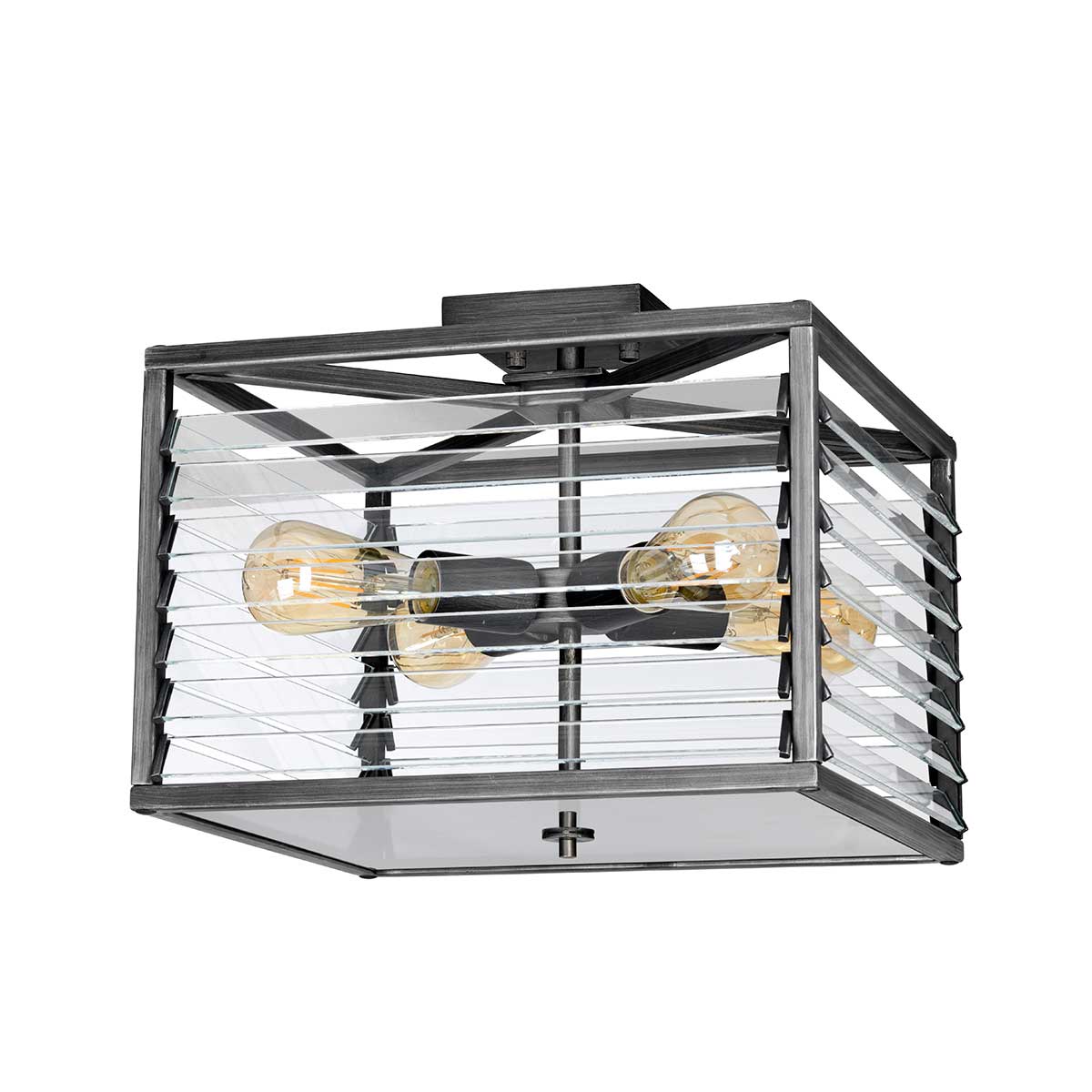 Grande Sablon Industrial Ceiling Flush in Painted Gunmetal Grande Sablon Industrial Ceiling Flush in Painted Gunmetal