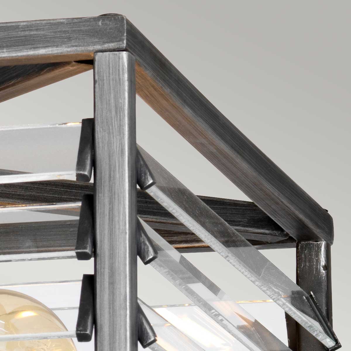 Grande Sablon Industrial Ceiling Flush in Painted Gunmetal Grande Sablon Industrial Ceiling Flush in Painted Gunmetal — detail view