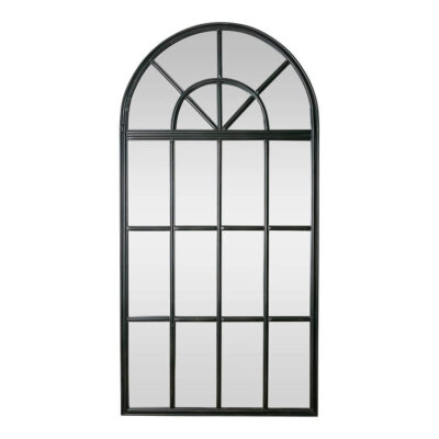 Grandhurst French Provincial Arched Iron Window Pane Mirror in Black
