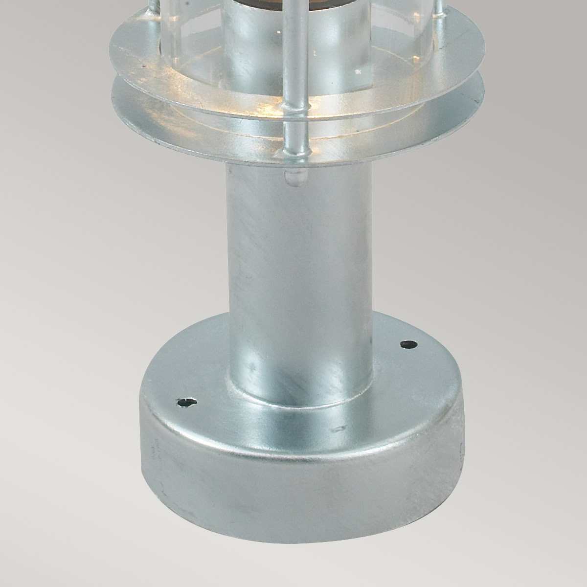 Grandmere Harbour Coastal Outdoor Pedestal Lantern in Galvanised Steel Grandmere Harbour Coastal Outdoor Pedestal Lantern in Galvanised Steel — detail view