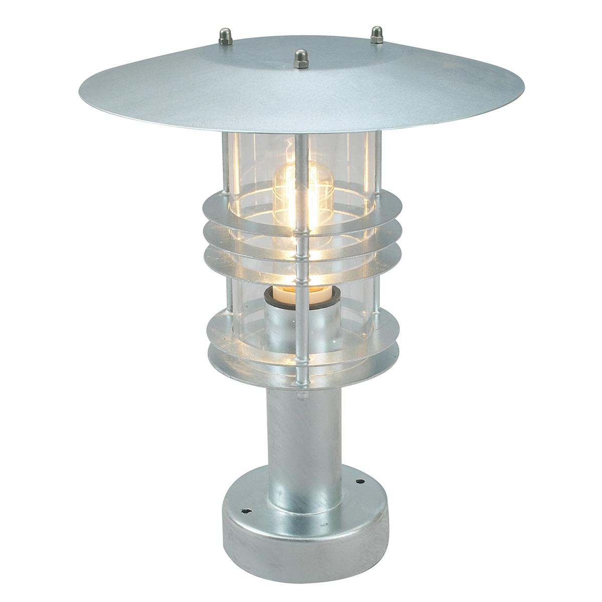 Grandmere Harbour Coastal Outdoor Pedestal Lantern in Galvanised Steel