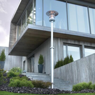 Grandmere Harbour Heritage Outdoor Lamp Post Galvanised — in situ view