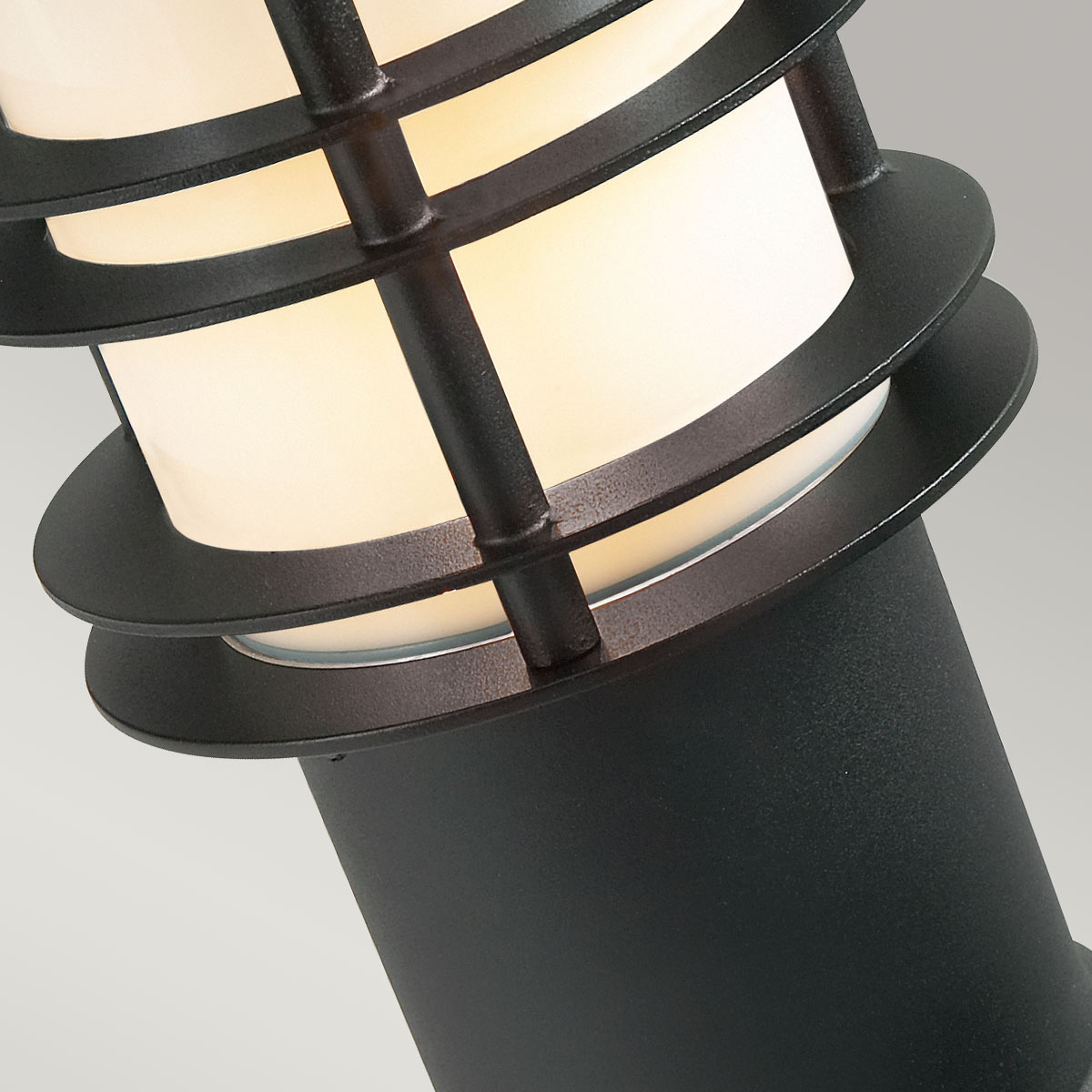 Grandmere Harbour Ribbed Cage Outdoor Bollard Black Grandmere Harbour Ribbed Cage Outdoor Bollard Black — detail view
