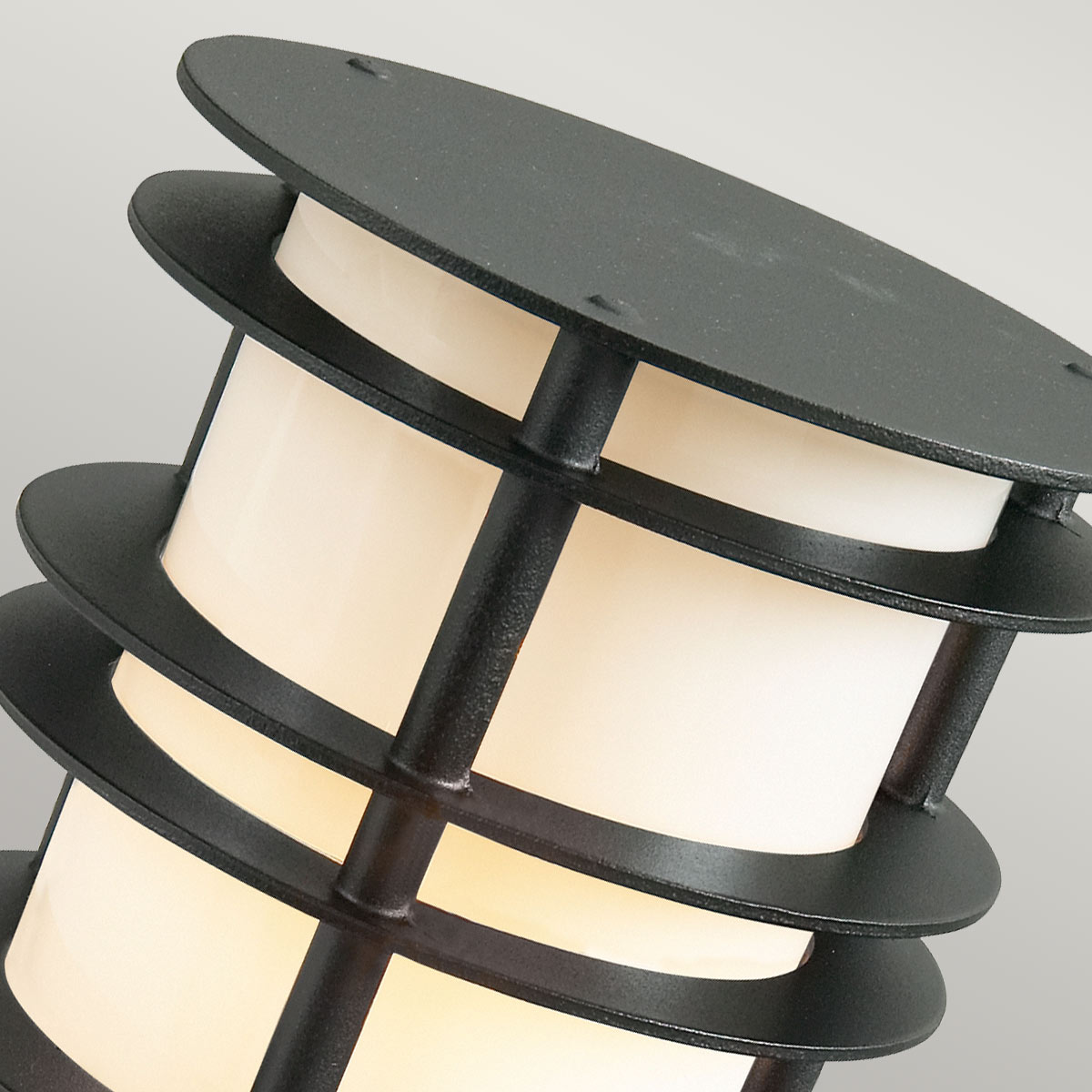Grandmere Harbour Ribbed Cage Outdoor Bollard Black Grandmere Harbour Ribbed Cage Outdoor Bollard Black — detail view