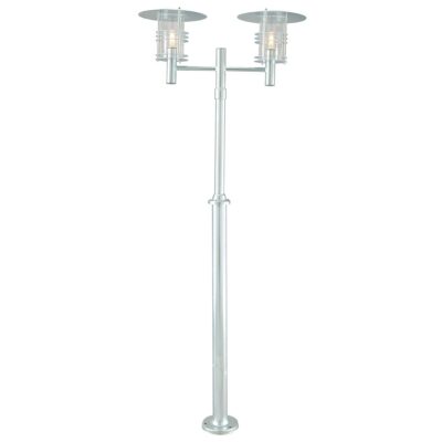 Grandmere Harbour Twin Lantern Outdoor Lamp Post Galvanised