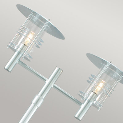 Grandmere Harbour Twin Lantern Outdoor Lamp Post Galvanised — detail view