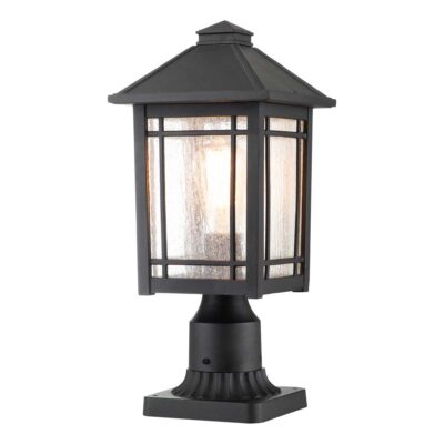 Grantham Abbey Traditional Outdoor Pedestal Lantern Black