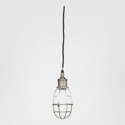 Greenwich Industrial Cage Ceiling Pendant Antique Silver