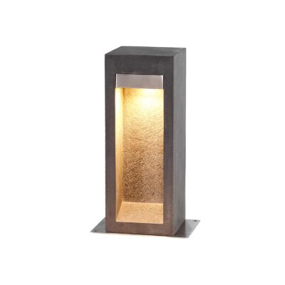 Greystone Quay Basalt Stone Outdoor Bollard Light with Stainless Steel Trim