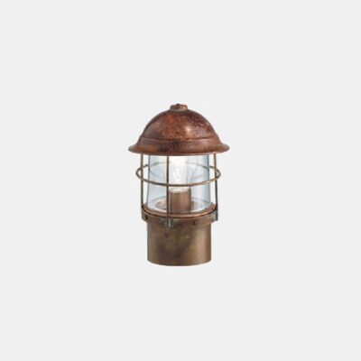 Grosetto Path Heritage Bollard Light Antique Brass Copper Clear Glass
