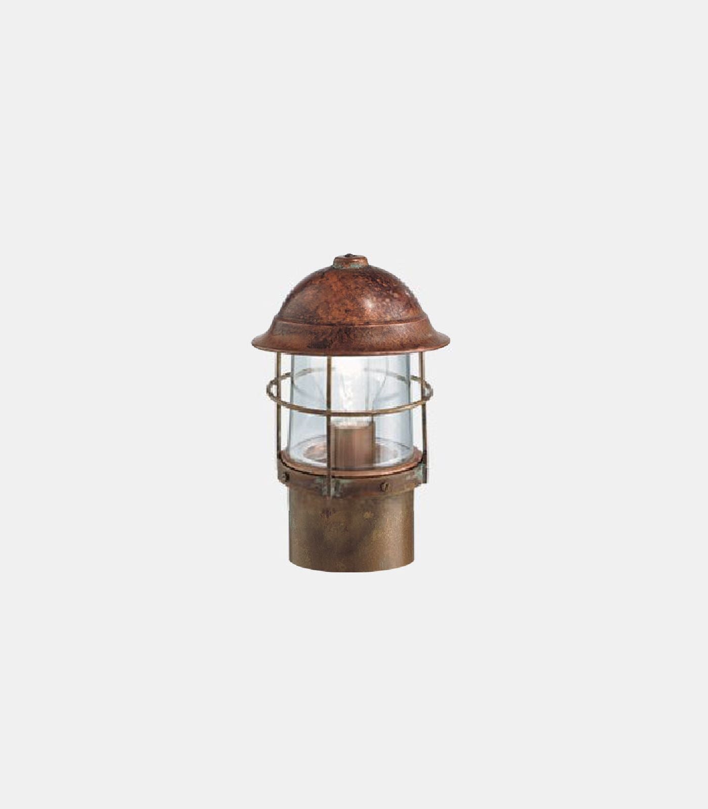 Grosetto Path Heritage Bollard Light Antique Brass Copper Clear Glass