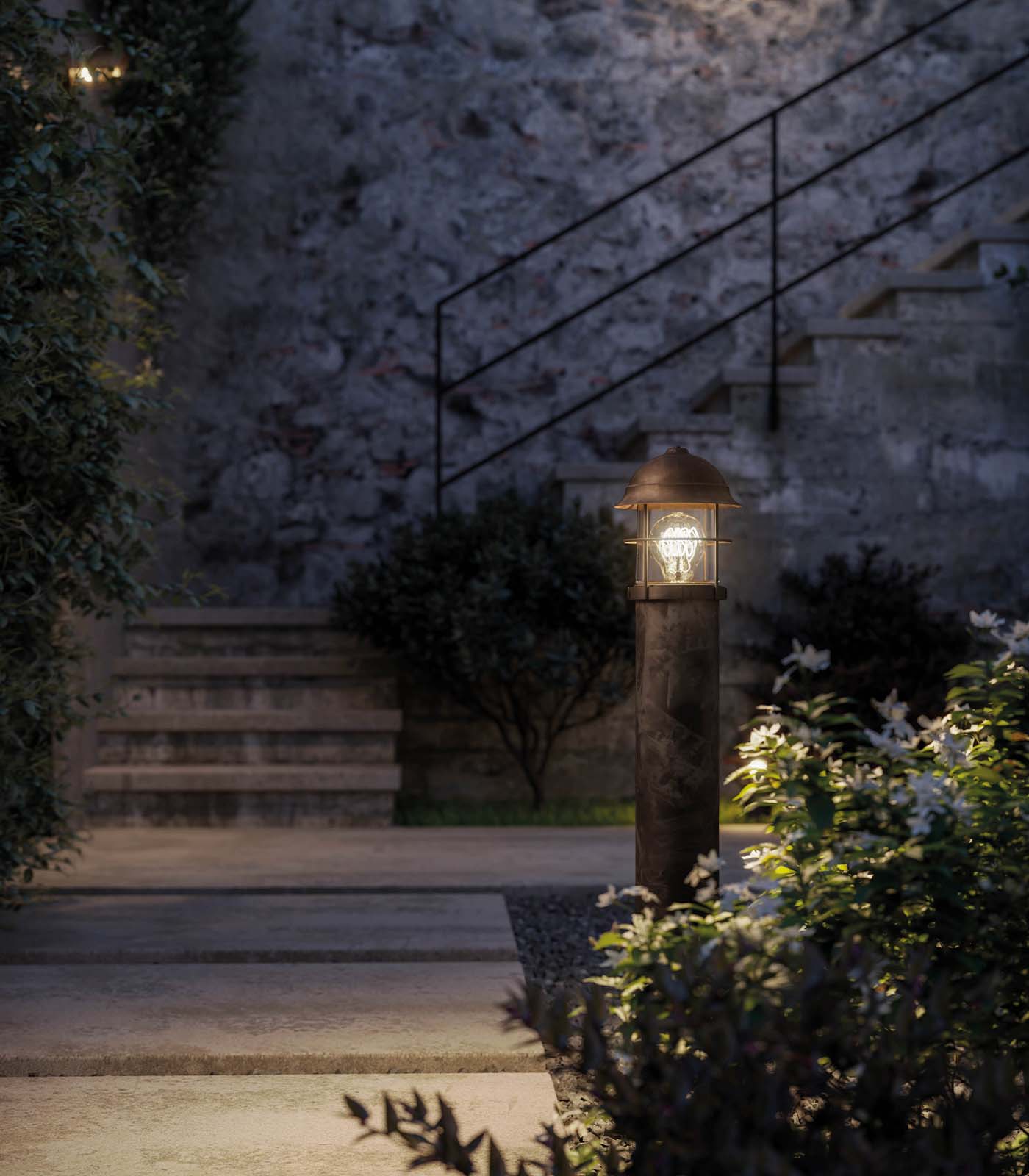 Grosetto Path Heritage Bollard Light Antique Brass Copper Clear Glass Grosetto Path Heritage Bollard Light Antique Brass Copper Clear Glass