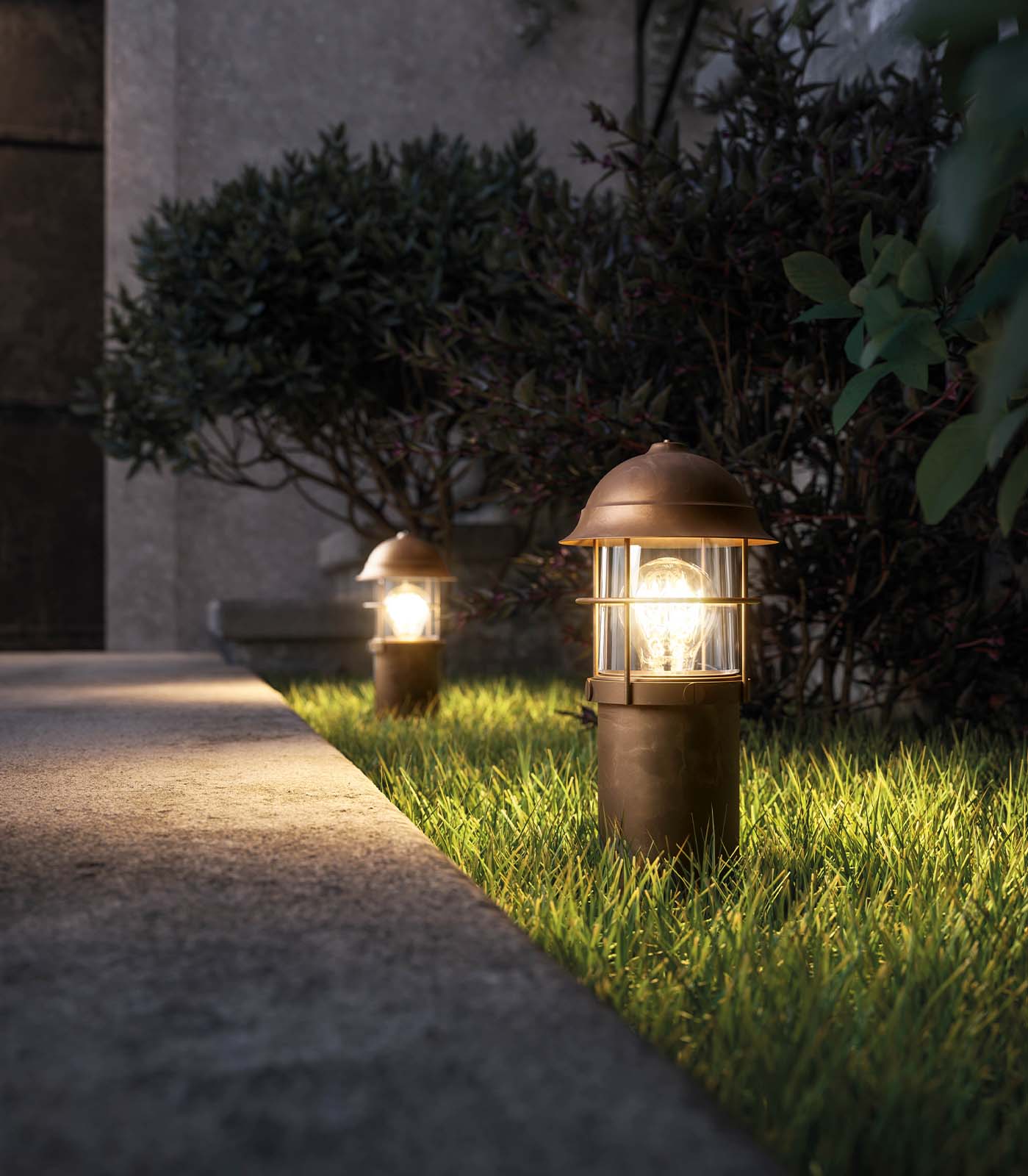 Grosetto Path Heritage Bollard Light Antique Brass Copper Clear Glass Grosetto Path Heritage Bollard Light Antique Brass Copper Clear Glass