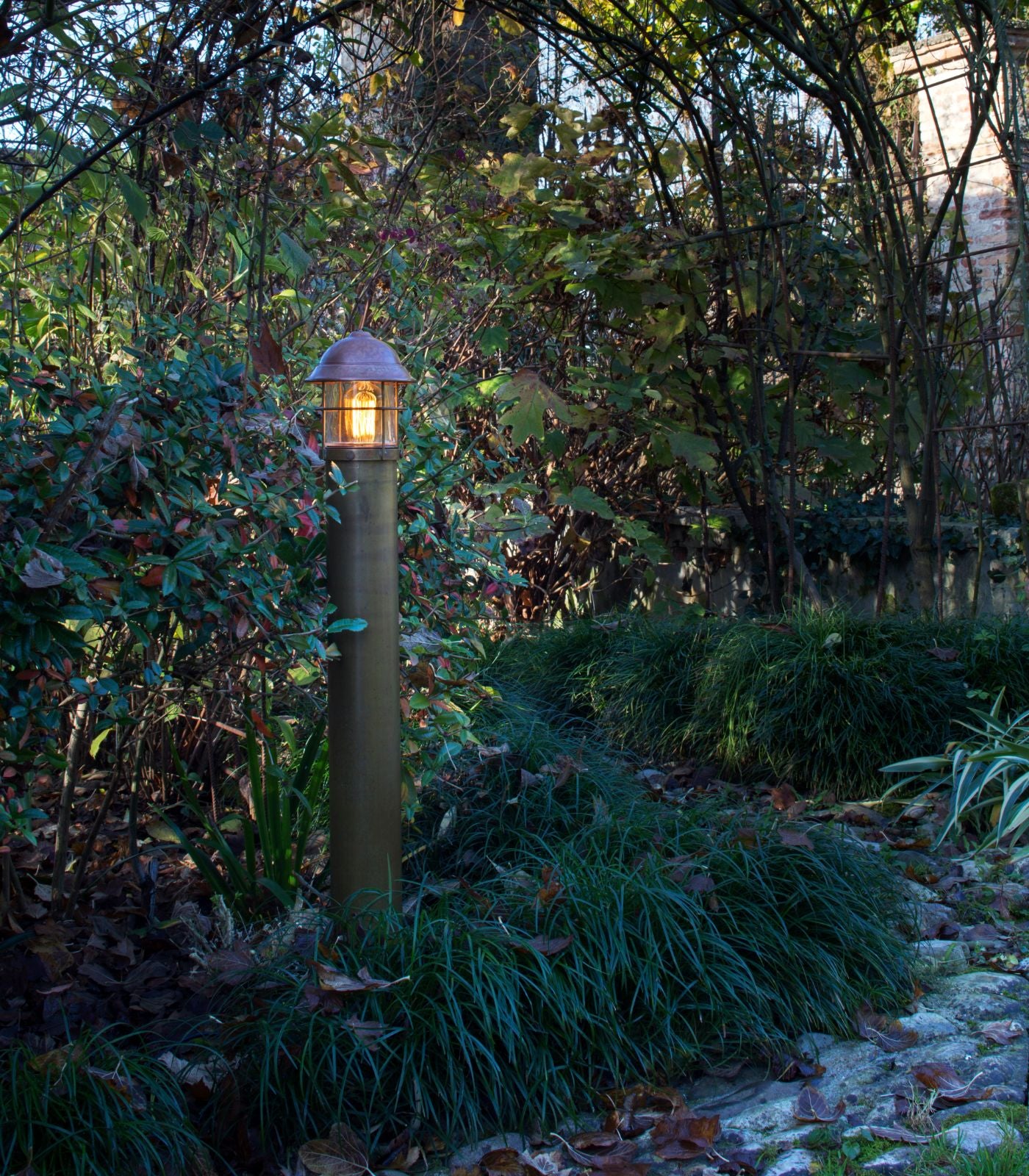 Grosetto Path Heritage Bollard Light Antique Brass Copper Clear Glass Grosetto Path Heritage Bollard Light Antique Brass Copper Clear Glass