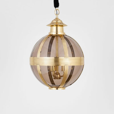 Hadleigh Hamptons Globe Ceiling Pendant Clear Glass and Brass