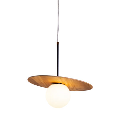 Halstead Loop Contemporary Pendant Light Teak Veneer