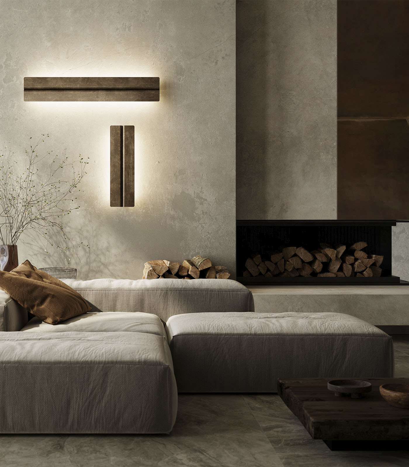 Halveston Long Wall Light Coppered Iron Halveston Long Wall Light Coppered Iron