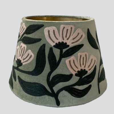 Hampton Meadow Hamptons Embroidered Velvet Tapered Lamp Shade Sage Green