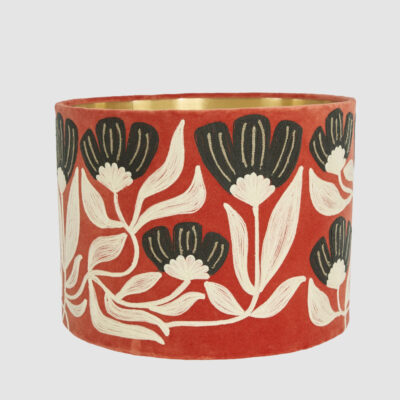 Hampton Meadow Hamptons Floral Embroidered Velvet Drum Shade Rust