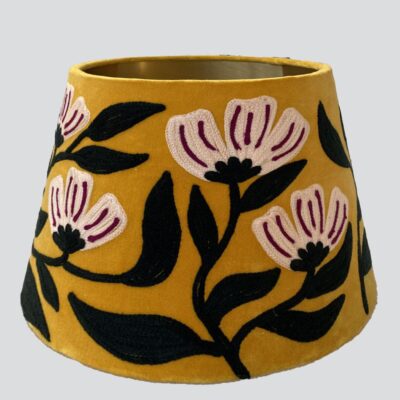Hampton Meadow Hamptons Tapered Lamp Shade Mustard Velvet Floral Embroidery