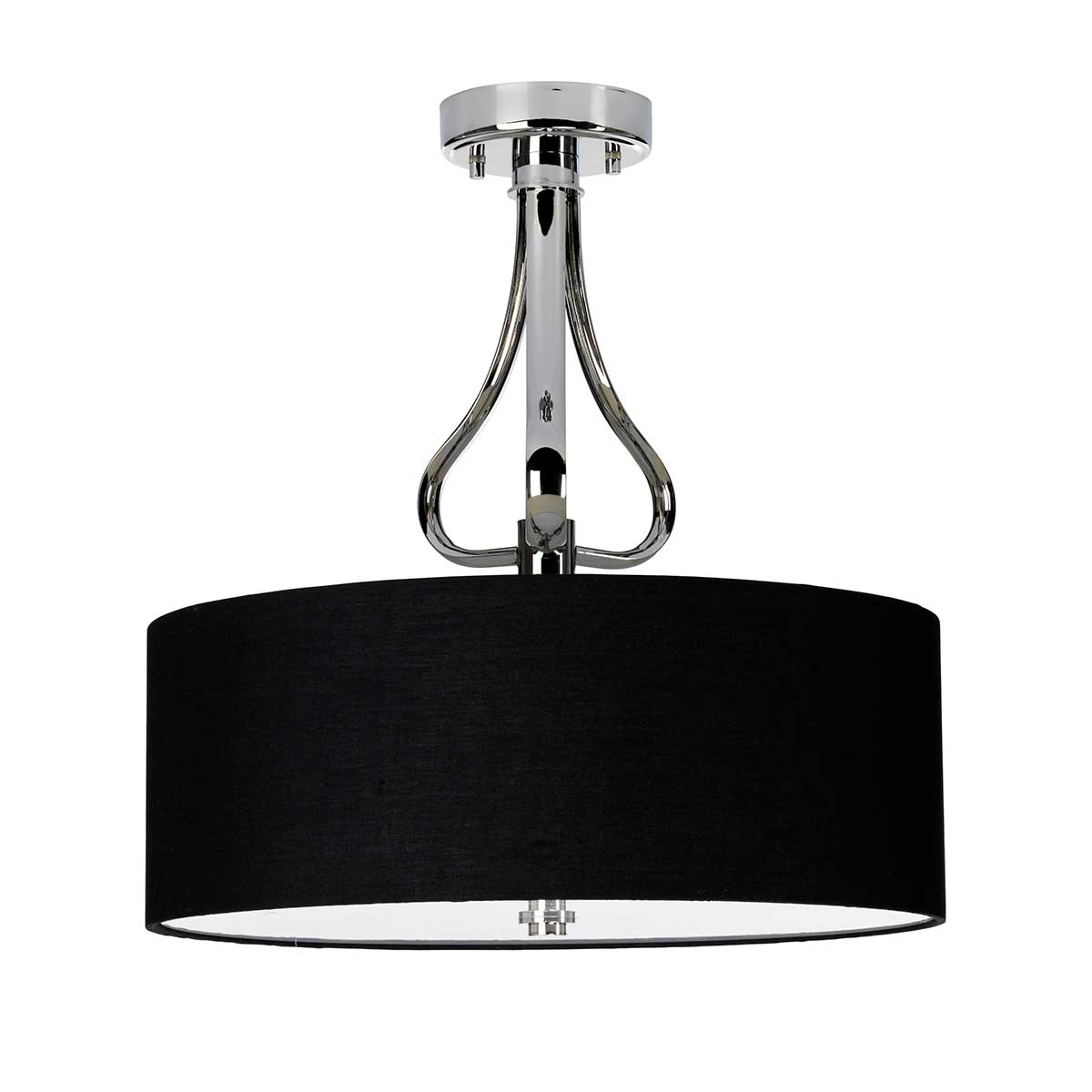 Harbour Reach Hamptons Ceiling Semi-Flush Polished Chrome Black Shade Harbour Reach Hamptons Ceiling Semi-Flush Polished Chrome Black Shade