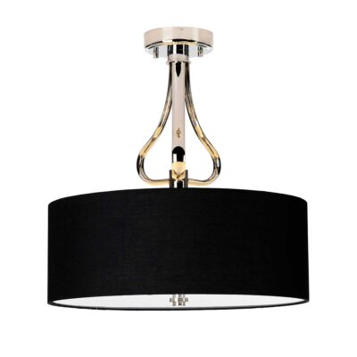 Harbour Reach Hamptons Ceiling Semi-Flush Polished Chrome Black Shade