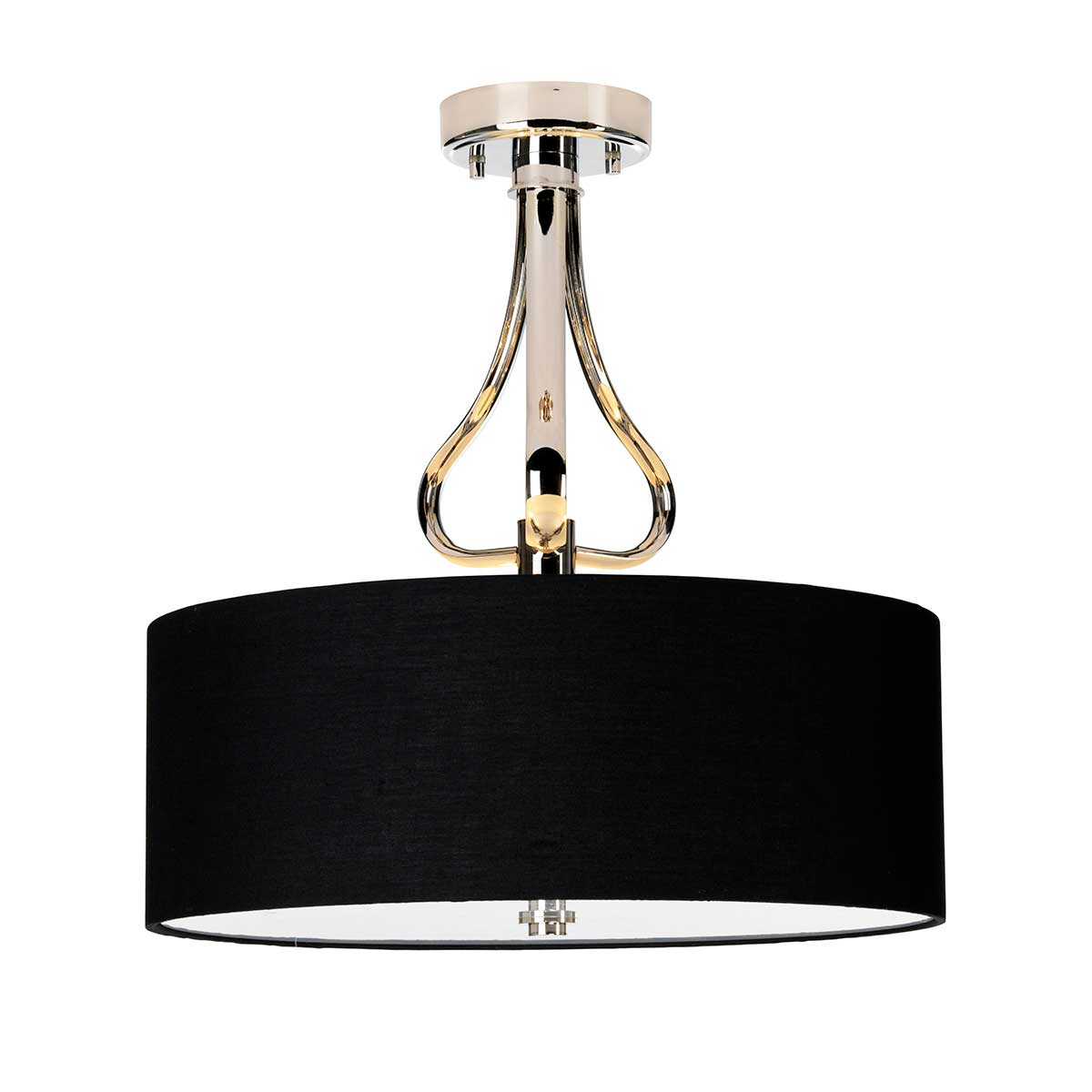 Harbour Reach Hamptons Ceiling Semi-Flush Polished Chrome Black Shade