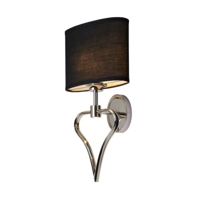 Harbour Reach Hamptons Wall Light Polished Chrome With Black Shade