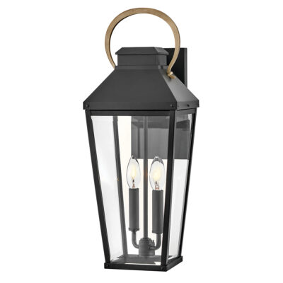 Harbourgate Traditional Outdoor Wall Lantern Black With Brass Handle