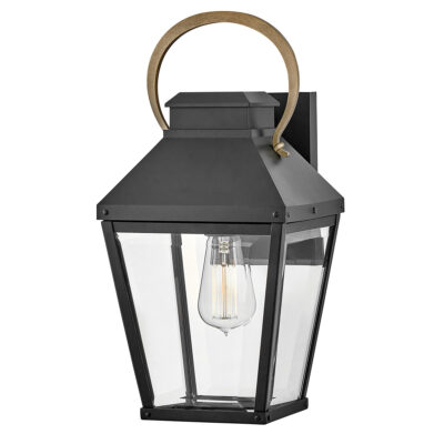 Harbourgate Traditional Outdoor Wall Lantern Black with Bronze Handle