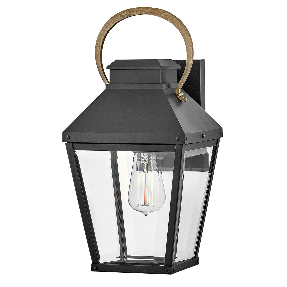 Harbourgate Traditional Outdoor Wall Lantern Black with Bronze Handle