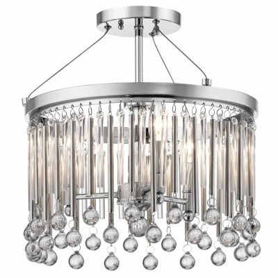 Hartswell Oval Crystal Semi-Flush Ceiling Light Polished Chrome